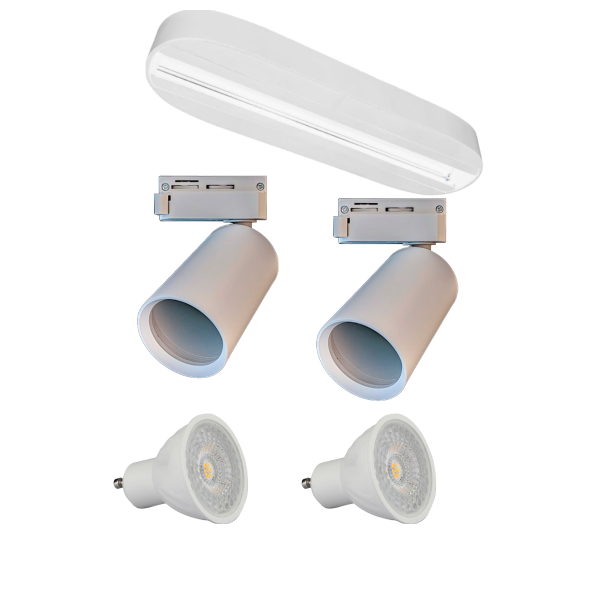 Lámpara Mini Riel Blanca con 2 Focos Stretto GU10