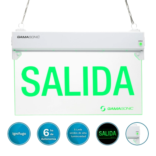 [MAT.BP.GAMASONIC] Señaletica Salida Emergencia LED Certificada